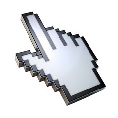Metallic pixel cursor hand digital pointer internet technology graphic 3d on transparent background