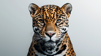 Obraz premium Close-up portrait of a jaguar facing the camera.