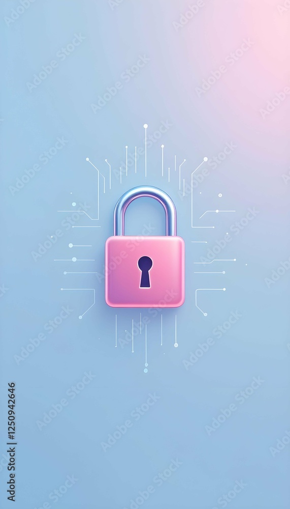 Aufkleber generative ai illustration of secure digital network with padlock