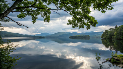 lake and mountains ,  lake in the mountains , Serene Lake Reflection
