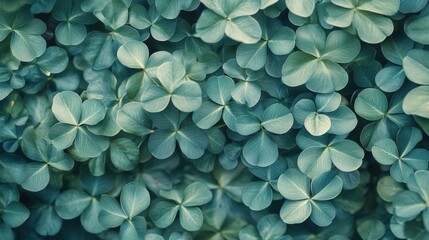A dense pattern of green clover leaves.