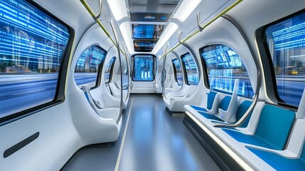Futuristic Train Interior, Modern Transport Design - Futuristic Design