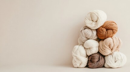 Bundle of naturally dyed organic cotton yarn in various colors arranged on a surface