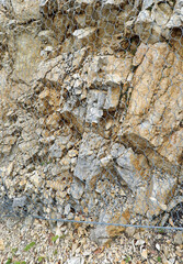 metal mesh for protection against rock landslides in the mountain slope