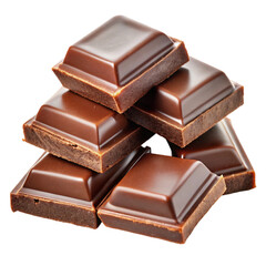 Chocolate Pieces Isolated on White Background, Rich and Decadent