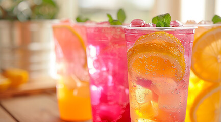 fruit cocktail with ice