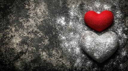 Two Hearts on a Textured Surface Representing Love and Affection