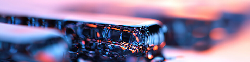 Abstract Geometric Structure with Blue and Orange Illumination