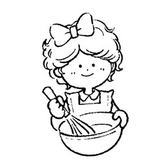 お菓子作りをする女の子　シンプル