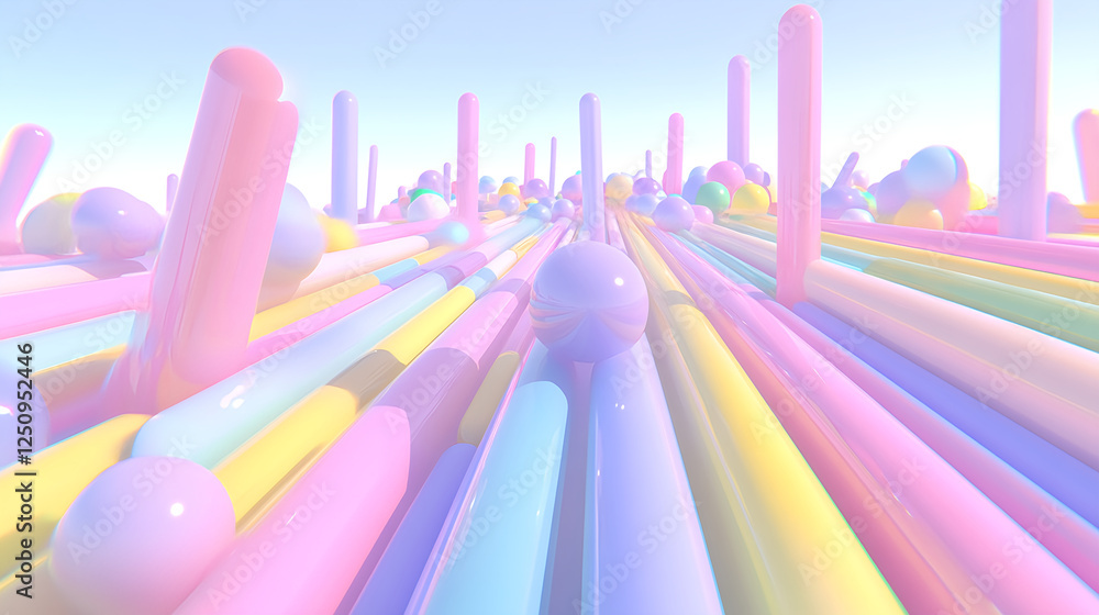 Poster dynamic colorful abstract shapes digital art vibrant environment 3d perspective creative concept for