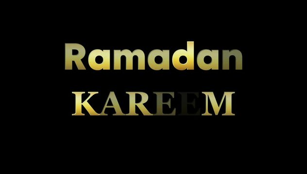Ramadan karim text animation gold color on black background