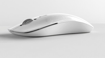 Wireless white computer mouse on table