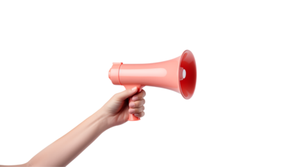 Vibrant Pink Megaphone in Hand Ideal for Announcements Events and Marketing Campaigns