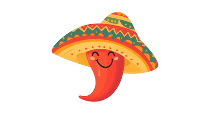  Cinco de Mayo PNG file of a flat vector chili pepper character, isolated on white background