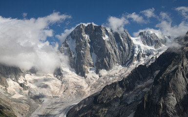 The Grand Jorasses peak in the evening light.