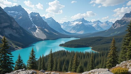 mountain lake in winter