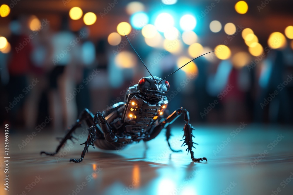 Aufkleber robotic insect performs at a tech event showcasing innovative engineering and design in a dynamic at