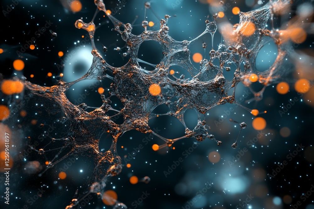 Poster detailed close-up of a vibrant abstract design showcasing connections and networks in a digital envi