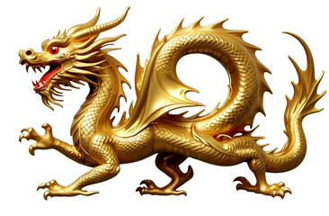 Obraz premium gold dragon ,Chinese zodiac, isolated white background