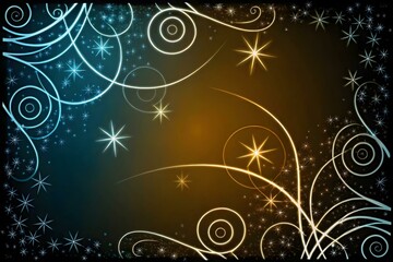 Abstract Winter Background with Twinkling Stars and Elegant Swirls
