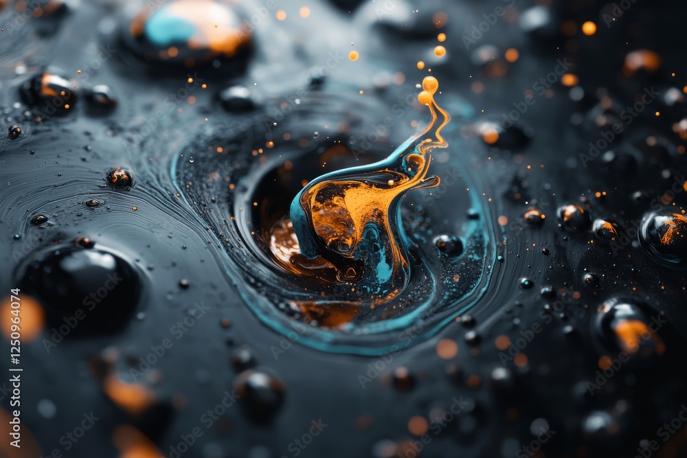 Poster colorful liquid splashes create dynamic patterns in dark environment during artistic exploration