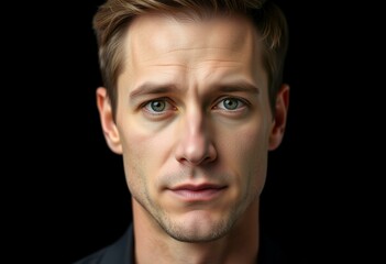 Fototapeta premium Male portrait on black background