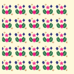 Pattern design with colorful flowers and shapes