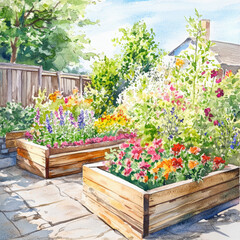 Illustration painted in realistic boho style water inspires peace