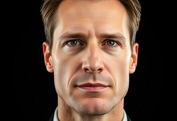 Obraz premium Photorealistic male portrait on black background