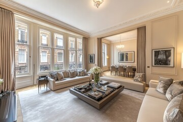 Luxurious London Apartment: Opulent Living Room with City Views