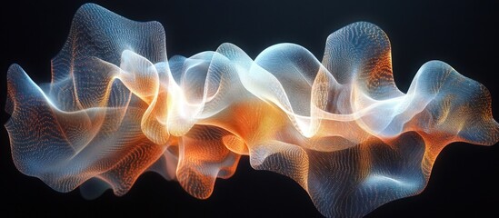 Obraz premium Abstract orange-blue energy flow, dark background, digital art, website header
