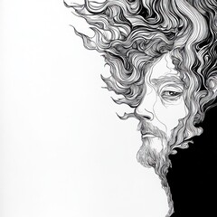 Fototapeta premium Abstract Ink Portrait Of A Man
