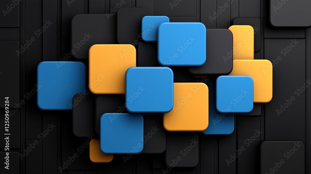 Poster abstract geometric composition: an artistic arrangement of geometric shapes. a collection of colorfu