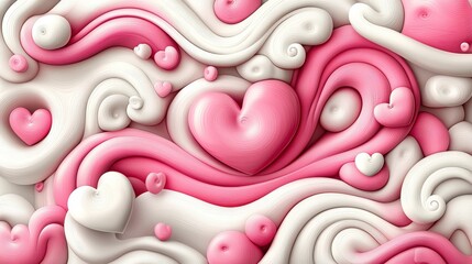 Abstract Swirling Heart Design in Pink and White Tones