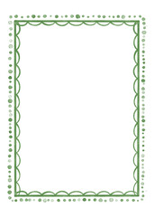 Watercolor simple frame with green pattern forming a rectangular border.