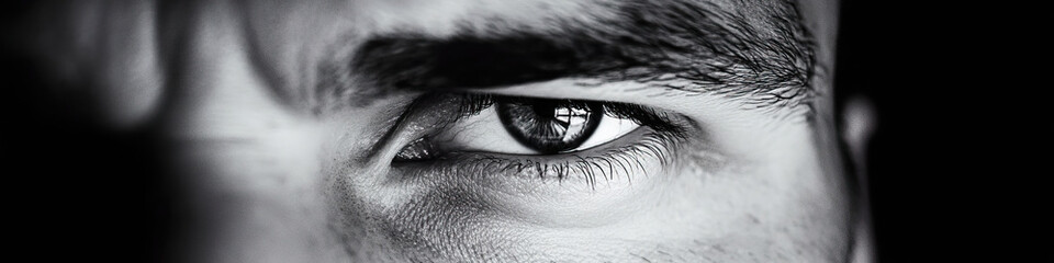 Obraz premium Close-up Monochrome Photograph of a Human Eye