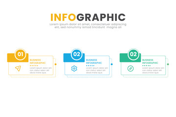 Business infographic design template with icons and 3 options. Can be used for process diagram, presentations, workflow layout, banner, flow chart.
