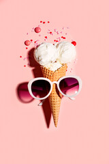 funny ice cream cone and sunglasses