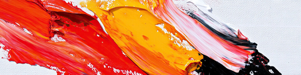 Abstract Impasto Painting with Red, Orange, White, and Black