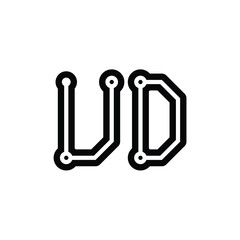 UD monogram logo design letter text name symbol monochrome logotype alphabet character simple logo