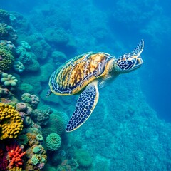 green sea turtle swimming