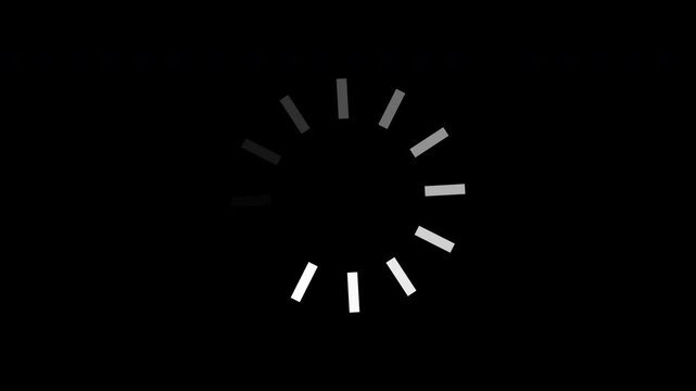 Loading circle animation. Isolated on a black background. Alpha channel. Looped animation.