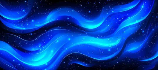 Abstract Background, Dynamic Blue Wavy Lines with Glowing Effect on Black Background, Digital Art