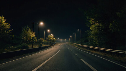 Mysterious Empty Road at Night