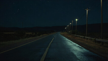 Mysterious Empty Road at Night