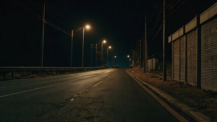 Mysterious Empty Road at Night