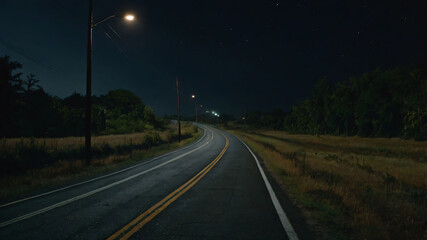 Mysterious Empty Road at Night