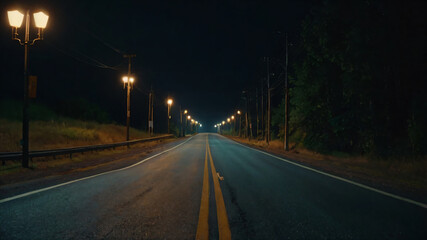 Mysterious Empty Road at Night
