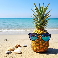 Beach Pineapple with Sunglasses