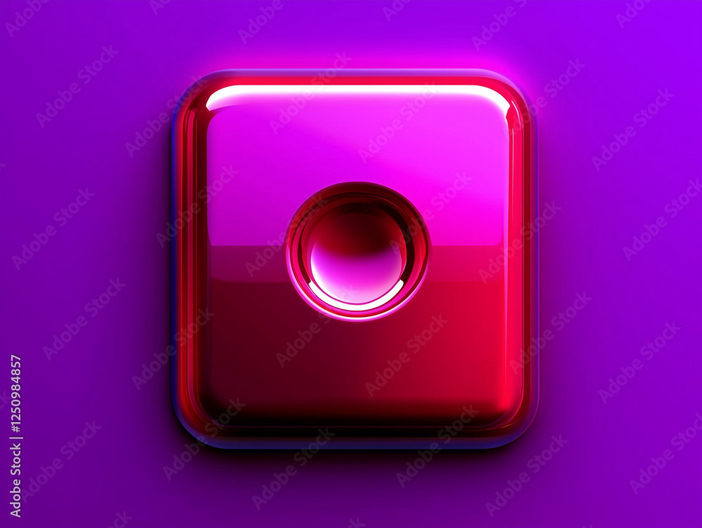 Poster interactive ui button with a deep 3d gradient, volumetric effect, soft glow, minimalism, modern skeu